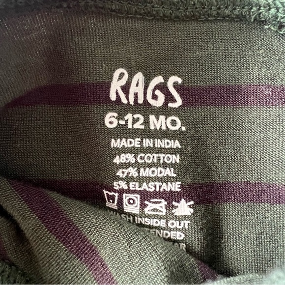 Rags to Raches Stripe Long Sleeve T-Shirt Green Blue Soft 6-12 Months GUC - Picture 4 of 4